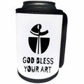3dRose Alexis Design - Christian - Modernist cross, the text May God Bless Your Art on white - Can Cooler Bottle Wrap (cc_286206)