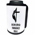 3dRose Alexis Design - Christian - Cross, veil, the text Redeemed, Forgiven, Free on white - Can Cooler Bottle Wrap (cc_286210)