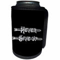 3dRose Alexis Design - Brave and Strong - Never Give Up text. Medieval sword, beaded letters on black - Can Cooler Bottle Wrap (cc_286241)