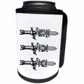 3dRose Alexis Design - Brave and Strong - Veni Vidi Vici text. Medieval sword, beaded letters on white - Can Cooler Bottle Wrap (cc_286249)