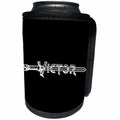 3dRose Alexis Design - Brave and Strong - Victor name text. Medieval sword, beaded letters on black - Can Cooler Bottle Wrap (cc_286253)