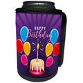 3dRose Sven Herkenrath Celebration - Happy Birthday Card With A Cute Cake And Balloons On Purple Background - Can Cooler Bottle Wrap (cc_286382)