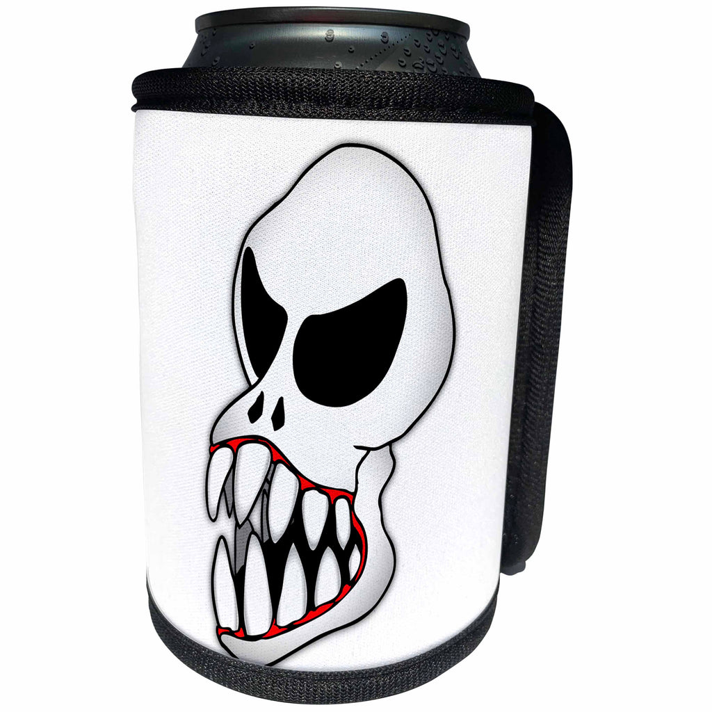 3dRose Mark Grace MONSTERVISIONS Skulls - SKULLS monster skull 1 on black - Can Cooler Bottle Wrap (cc_28640)