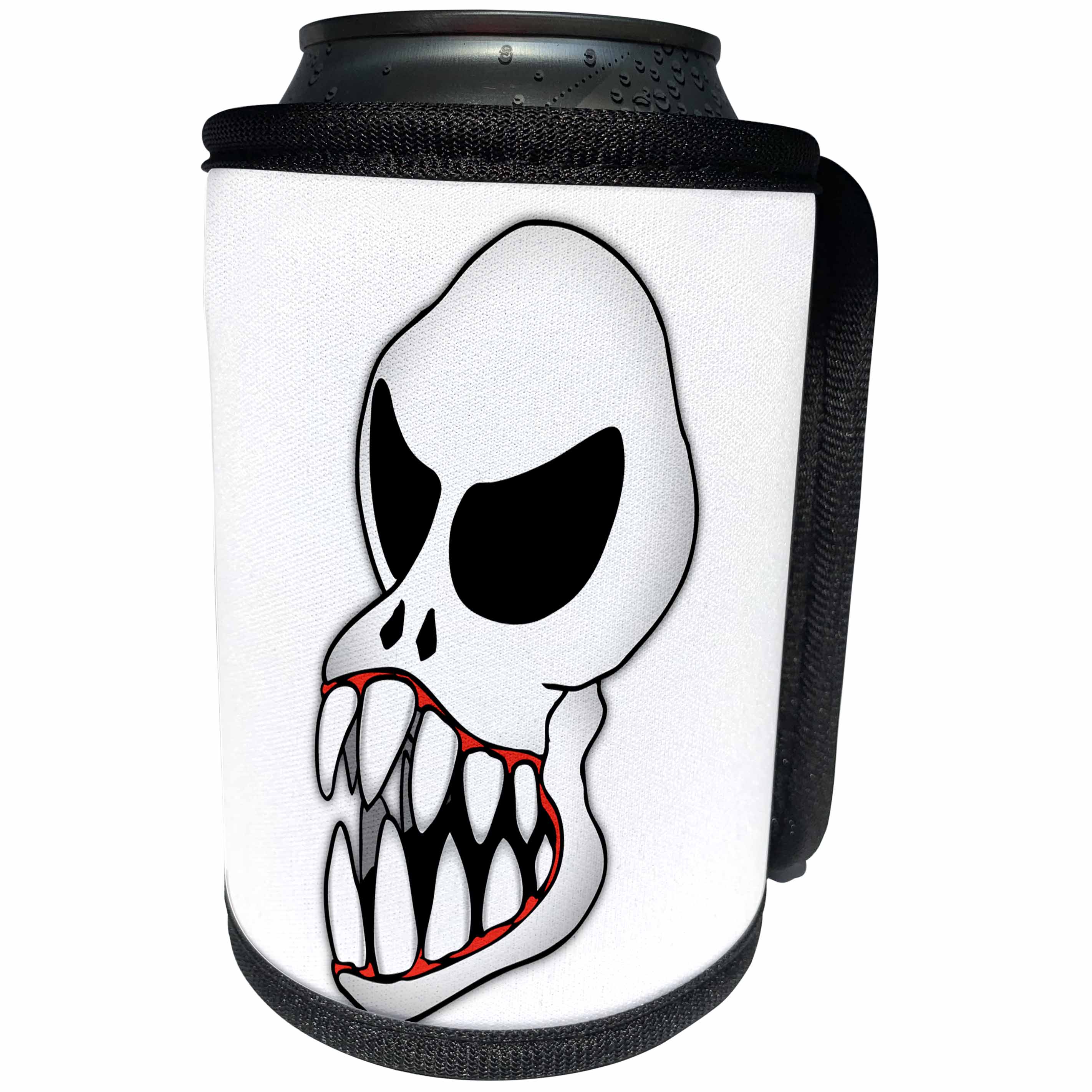 3dRose Mark Grace MONSTERVISIONS Skulls - SKULLS monster skull 1 on black - Can Cooler Bottle Wrap (cc_28640)
