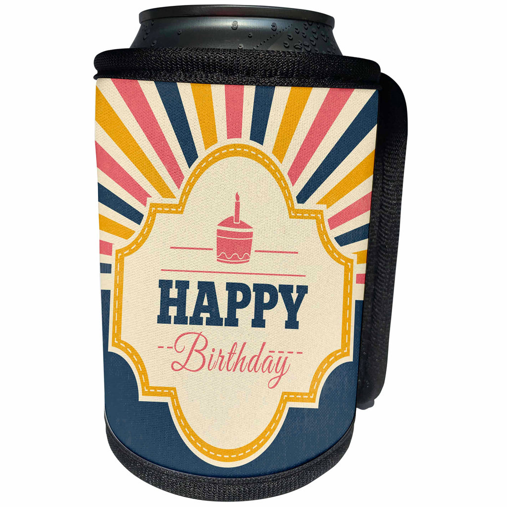3dRose Sven Herkenrath Celebration - Happy Birthday Stylish Card With A Trendy Design - Can Cooler Bottle Wrap (cc_286404)