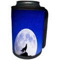 3dRose Sven Herkenrath Animal - Silhouette Of A Wolf Howling At The Moon - Can Cooler Bottle Wrap (cc_286416)