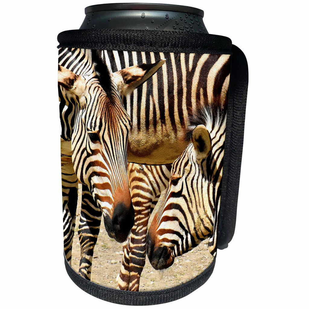 3dRose Sven Herkenrath Animal - Cute Zebras Standing Together Nature Photography - Can Cooler Bottle Wrap (cc_286417)