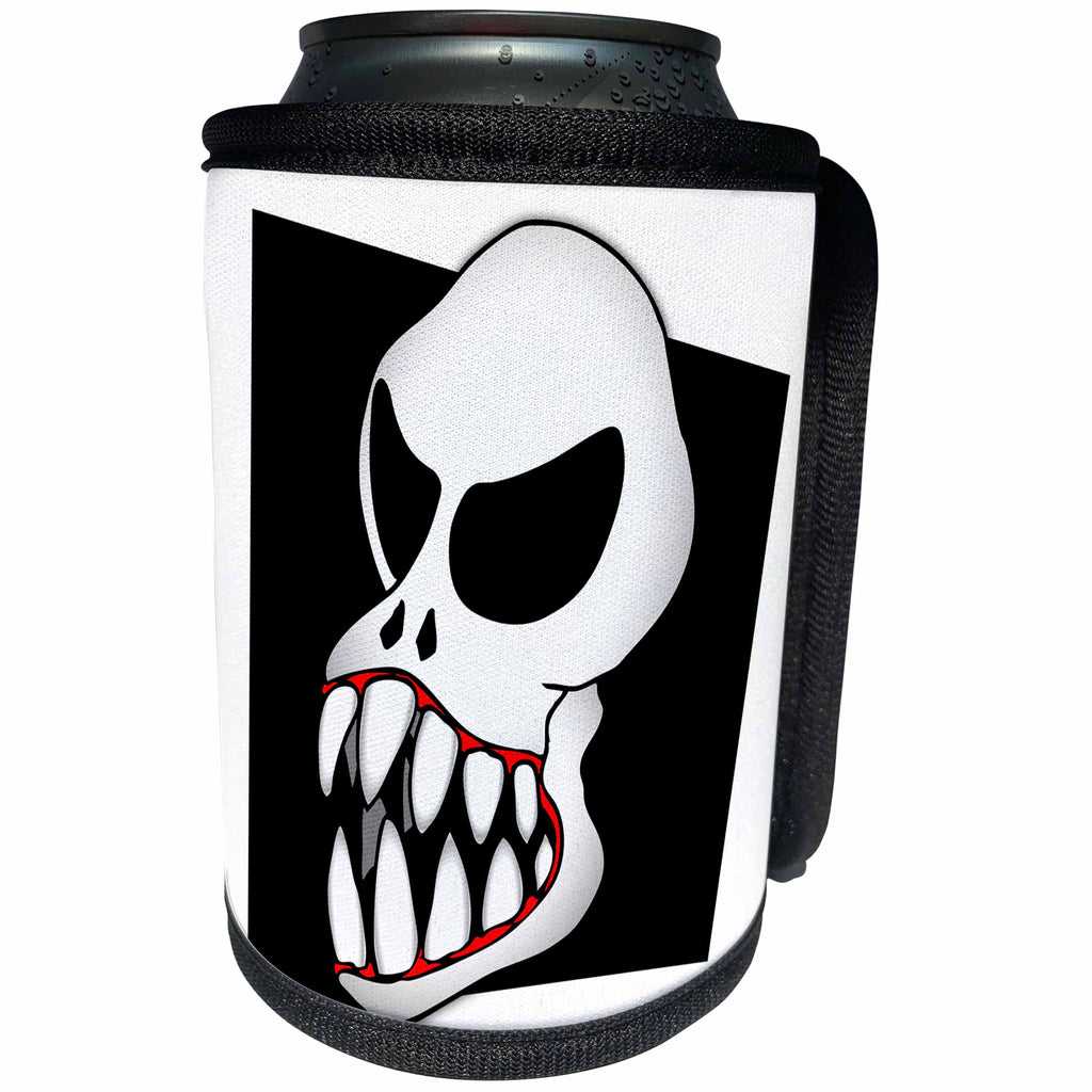3dRose Mark Grace MONSTERVISIONS Skulls - SKULLS monster skull 2 on white - Can Cooler Bottle Wrap (cc_28643)