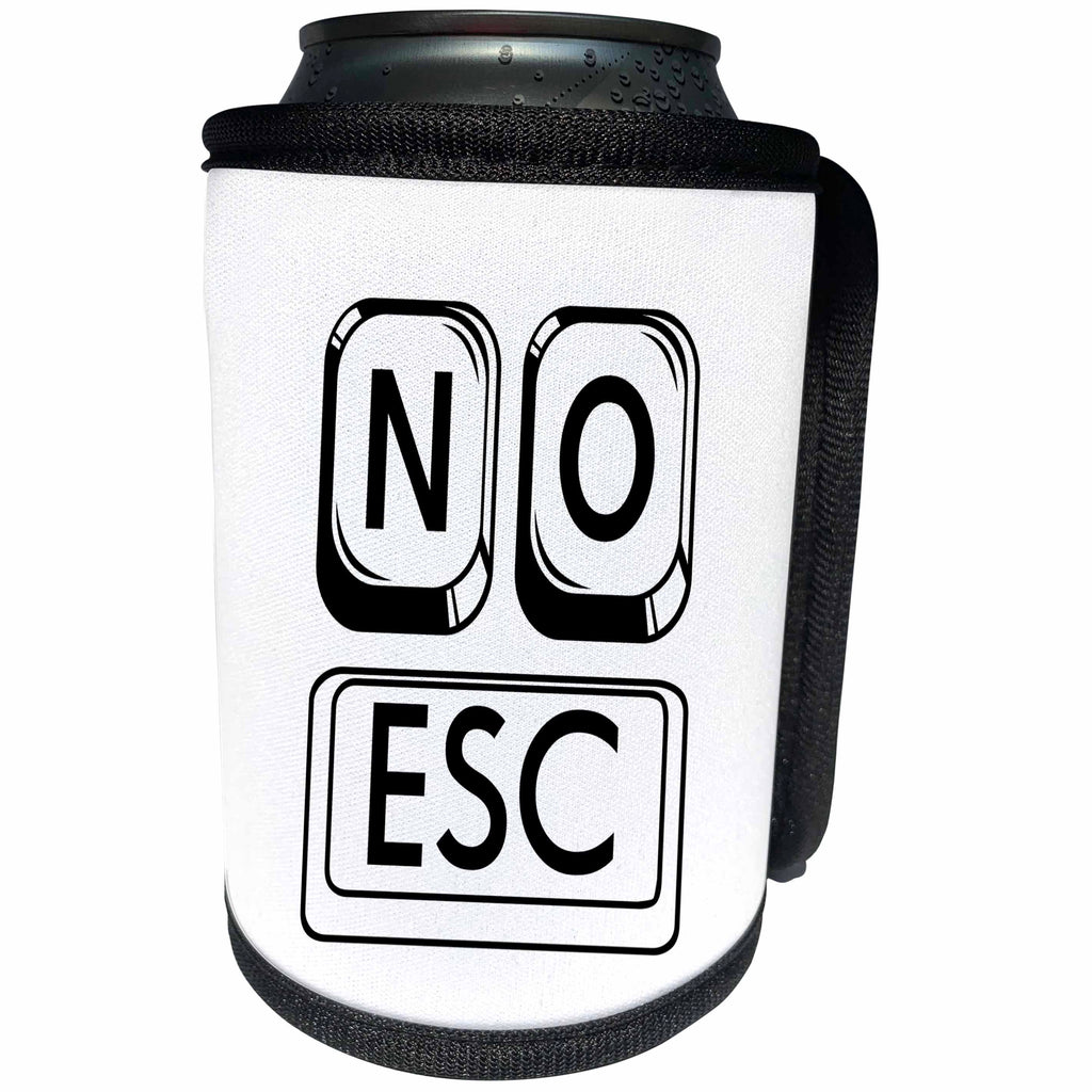 3dRose Alexis Design - Funny Computer Keys - Elegant text No Esc in the form of a computer keys on white - Can Cooler Bottle Wrap (cc_286434)