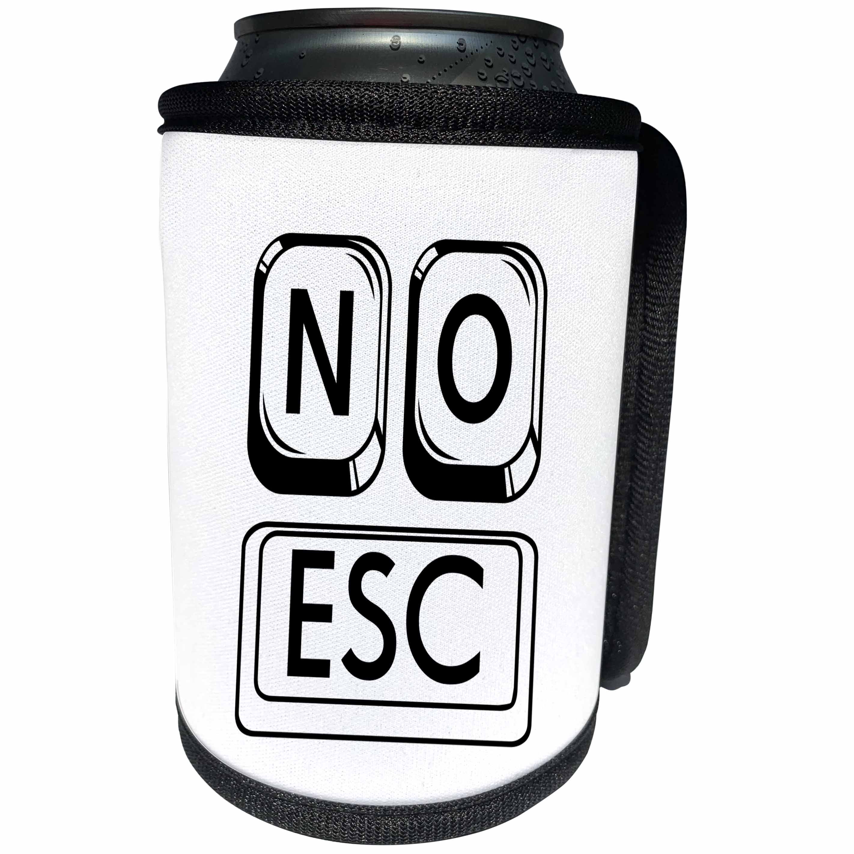 3dRose Alexis Design - Funny Computer Keys - Elegant text No Esc in the form of a computer keys on white - Can Cooler Bottle Wrap (cc_286434)
