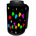 3dRose Alexis Design - Happy Birthday - Happy Birthday text in the form of toy balloons on black - Can Cooler Bottle Wrap (cc_286435)