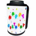 3dRose Alexis Design - Happy Birthday - Decorative Happy Birthday text in the form of toy balloons on white - Can Cooler Bottle Wrap (cc_286437)