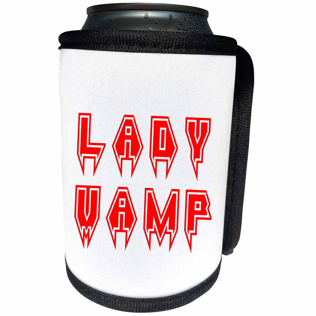 3dRose Alexis Design - Typography - Lady Vamp stylish text of red color against the white background - Can Cooler Bottle Wrap (cc_286440)