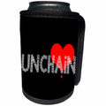 3dRose Alexis Design - Love - Unchain text in the form of a metal chain, red heart on black - Can Cooler Bottle Wrap (cc_286442)