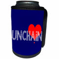 3dRose Alexis Design - Love - Elegant Unchain text in the form of a metal chain, red heart on blue - Can Cooler Bottle Wrap (cc_286443)