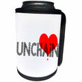 3dRose Alexis Design - Love - Stylish Unchain text in the form of a metal chain, red heart on white - Can Cooler Bottle Wrap (cc_286444)