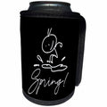 3dRose Alexis Design - Seasons Spring - Drawing of a human jumping into a puddle, text Spring on black - Can Cooler Bottle Wrap (cc_286445)