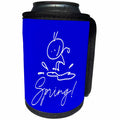 3dRose Alexis Design - Seasons Spring - Simple drawing of a human jumping into a puddle, text Spring on blue - Can Cooler Bottle Wrap (cc_286446)