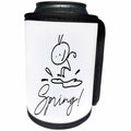 3dRose Alexis Design - Seasons Spring - Funny Drawing of a human jumping into a puddle, text Spring on white - Can Cooler Bottle Wrap (cc_286447)