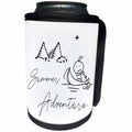 3dRose Alexis Design - Summer - Picture of mountains, a man in a boat, text Summer Adventure on white - Can Cooler Bottle Wrap (cc_286450)