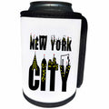 3dRose Alexis Design - American Cities - Decorative text New York City, landmarks, shining windows on white - Can Cooler Bottle Wrap (cc_286456)