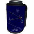 3dRose Alexis Design - Constellations of stars - Zodiac constellation Aries - Ram, colorful stars, dark blue sky - Can Cooler Bottle Wrap (cc_286464)