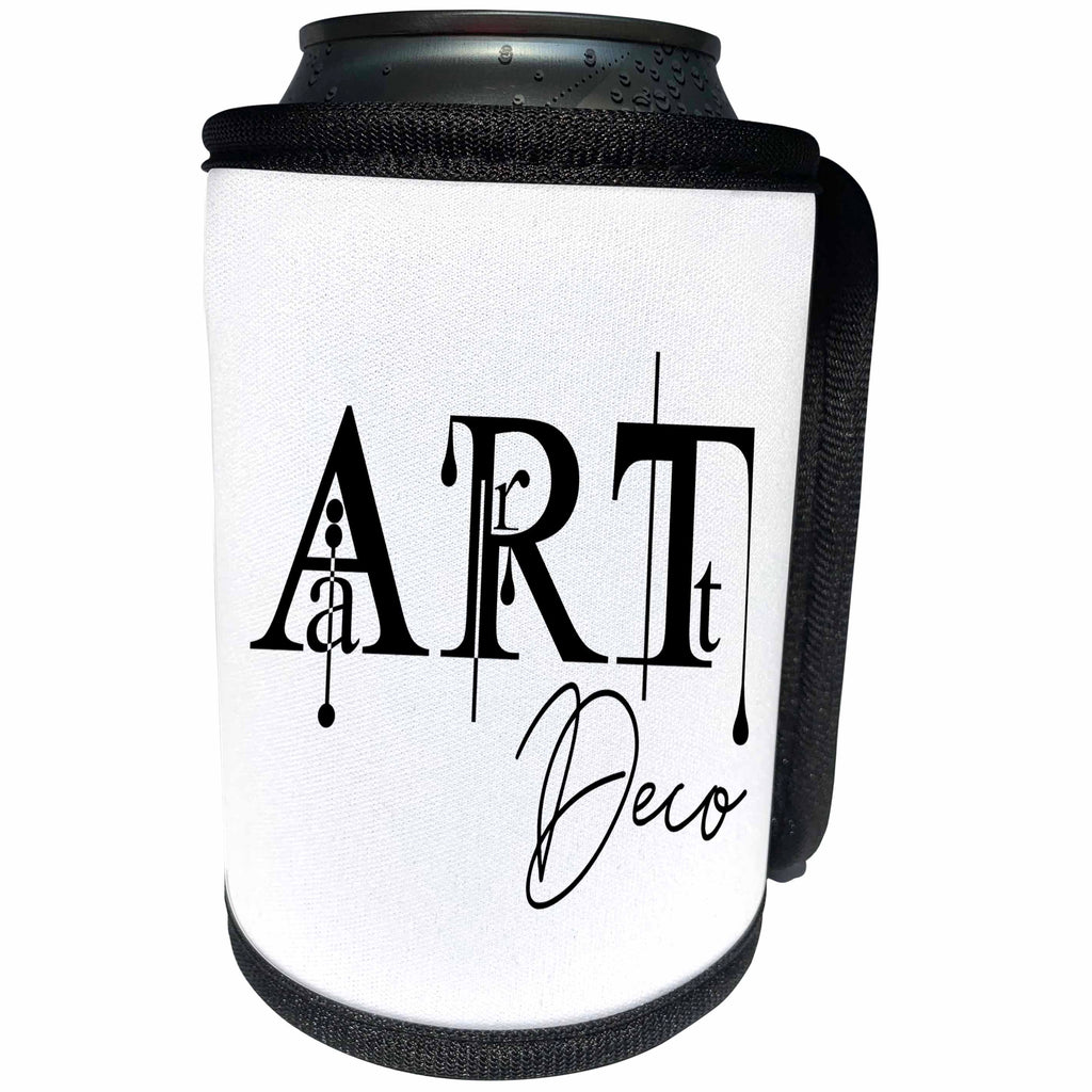 3dRose Alexis Design - Art - Decorative beautiful text Art Deco against the white background - Can Cooler Bottle Wrap (cc_286468)