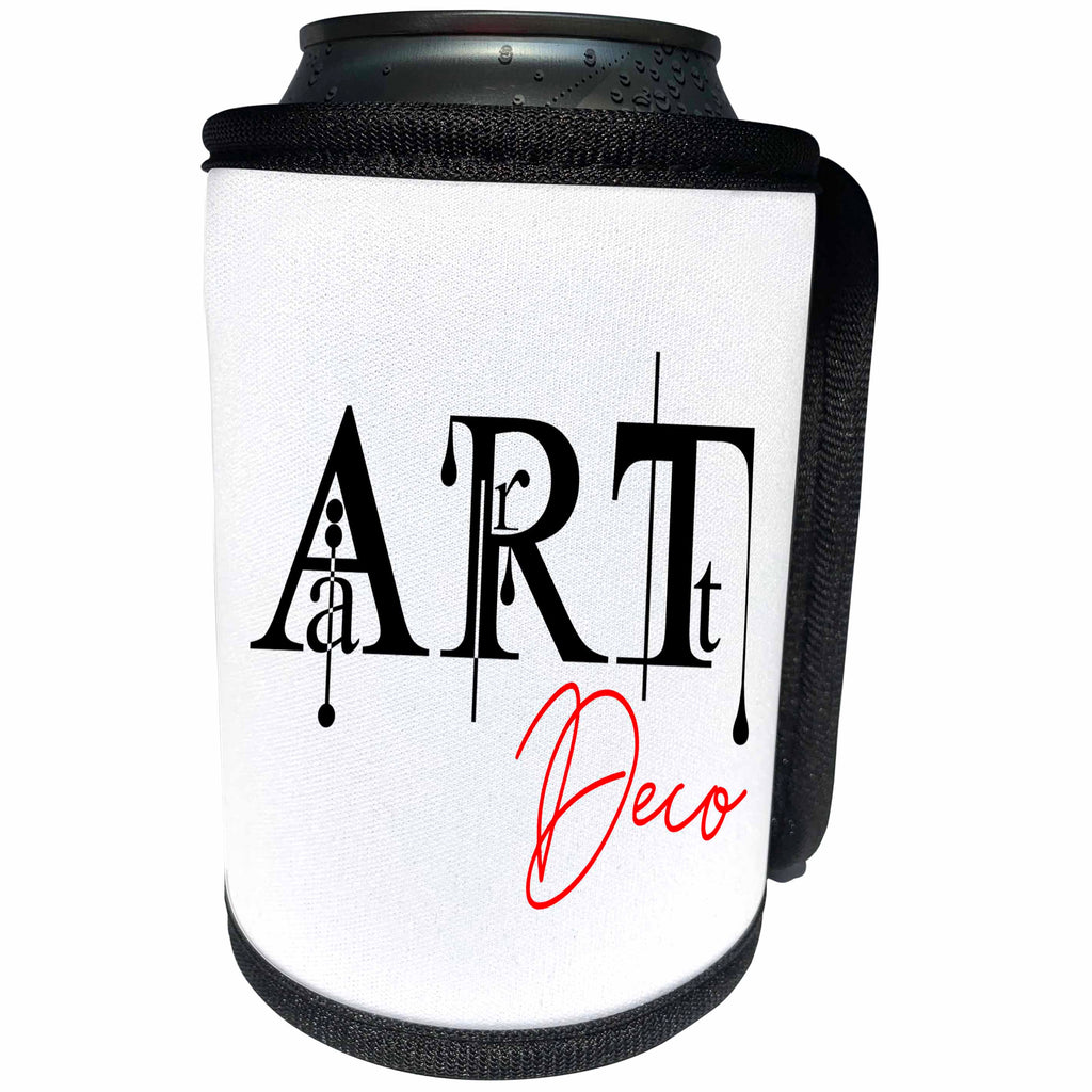 3dRose Alexis Design - Art - Impressive elegant text Art Deco against the white background - Can Cooler Bottle Wrap (cc_286469)