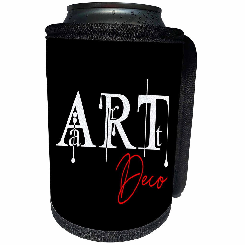 3dRose Alexis Design - Art - Stunning beautiful text Art Deco against the black background - Can Cooler Bottle Wrap (cc_286470)