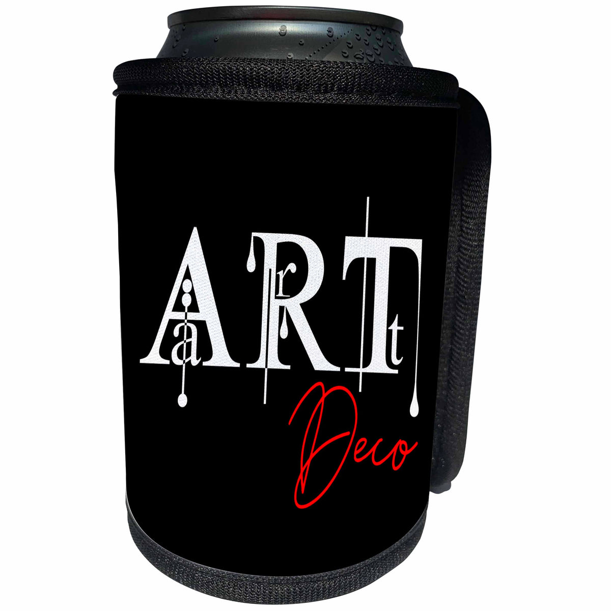 3dRose Alexis Design - Art - Stunning beautiful text Art Deco against the black background - Can Cooler Bottle Wrap (cc_286470)