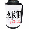 3dRose Alexis Design - Art - Elegant fancy red and black text Art Futuriste on white background - Can Cooler Bottle Wrap (cc_286475)
