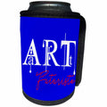 3dRose Alexis Design - Art - Luxurious colorful white, red text Art Futuriste on blue background - Can Cooler Bottle Wrap (cc_286478)
