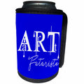 3dRose Alexis Design - Art - Splendid fancy white text Art Futuriste against the blue background - Can Cooler Bottle Wrap (cc_286479)