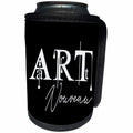 3dRose Alexis Design - Art - Stunning stylish white text Art Nouveau on black background - Can Cooler Bottle Wrap (cc_286483)