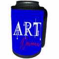 3dRose Alexis Design - Art - Splendid colorful white, red text Art Nouveau on blue background - Can Cooler Bottle Wrap (cc_286484)
