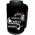 3dRose Alexis Design - Best Professional Ever - Decorative text The Best Computer Expert, modern shapes on black - Can Cooler Bottle Wrap (cc_286486)