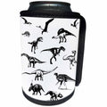 3dRose Alexis Design - Dinosaurs - Images of dinosaurs of different kinds. Black on white background - Can Cooler Bottle Wrap (cc_286495)