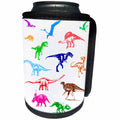 3dRose Alexis Design - Dinosaurs - Colorful images of dinosaurs, herbivores and raptors on white - Can Cooler Bottle Wrap (cc_286496)
