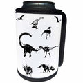 3dRose Alexis Design - Dinosaurs - Group of dinosaurs. A predator tries to bite a diplodocus. On white - Can Cooler Bottle Wrap (cc_286497)