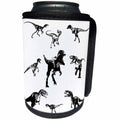 3dRose Alexis Design - Dinosaurs - Predator dinosaurs. Tyrannosaurus Rex in the middle. Black on white - Can Cooler Bottle Wrap (cc_286498)