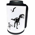 3dRose Alexis Design - Dinosaurs - Tyrannosaurus Rex, pterodactyl, small raptor dinosaurs on white - Can Cooler Bottle Wrap (cc_286500)