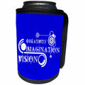 3dRose Alexis Design - Decorative Text - Modernist text Creativity, Imagination, Vision, modern shapes on blue - Can Cooler Bottle Wrap (cc_286502)