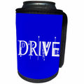 3dRose Alexis Design - Decorative Text - Elegant stylish white text Drive against the blue background - Can Cooler Bottle Wrap (cc_286505)