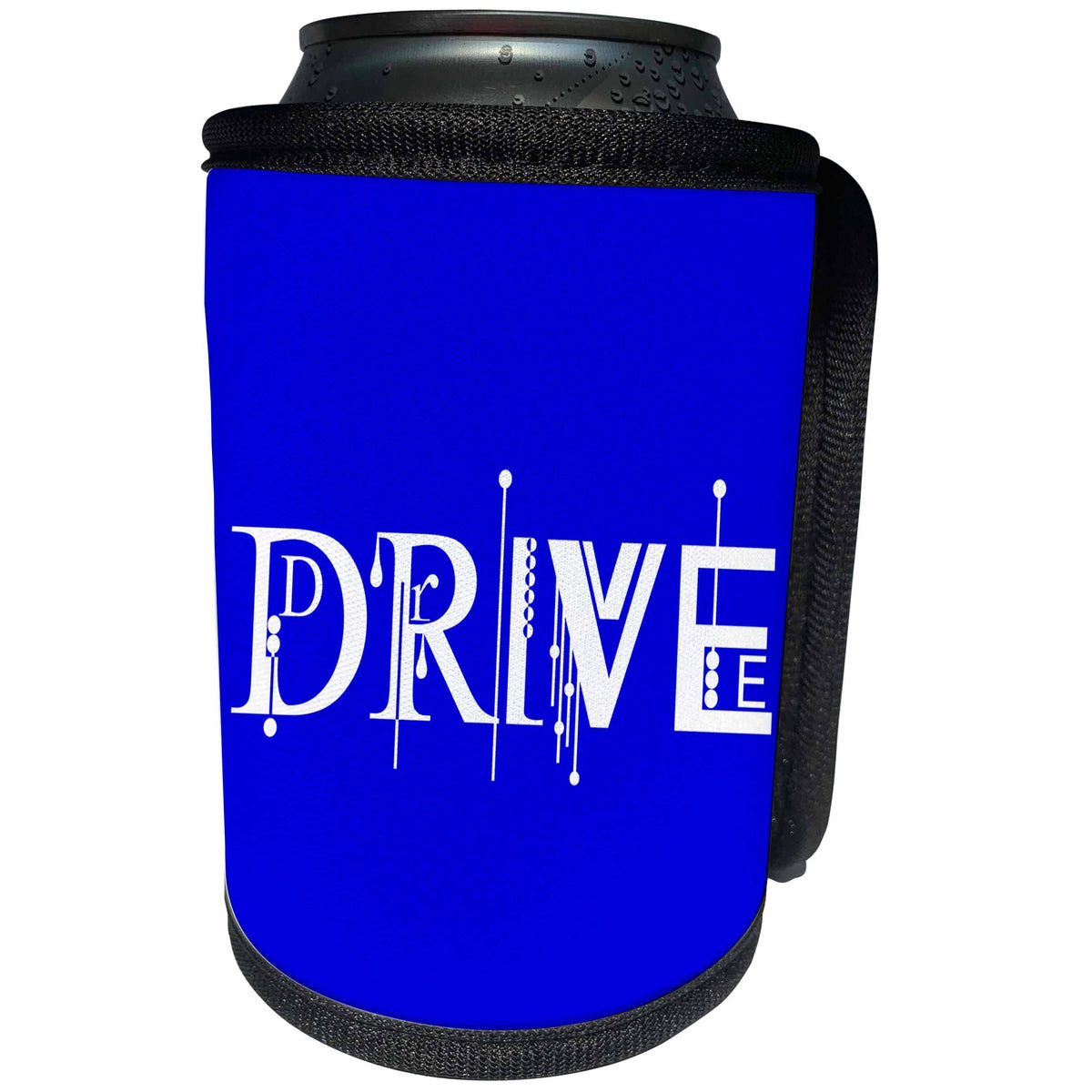 3dRose Alexis Design - Decorative Text - Elegant stylish white text Drive against the blue background - Can Cooler Bottle Wrap (cc_286505)
