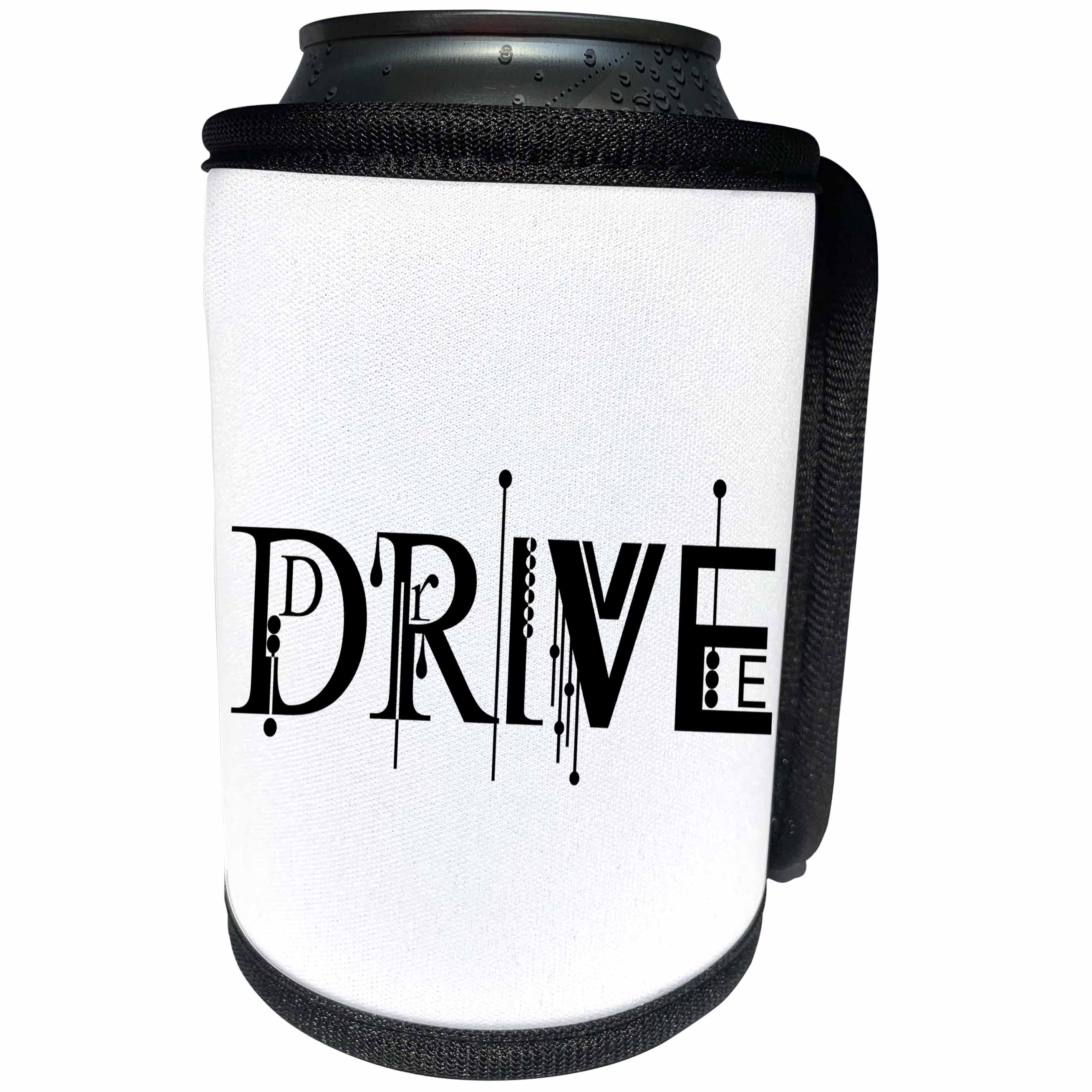 3dRose Alexis Design - Decorative Text - Luxurious chic black text Drive against the white background - Can Cooler Bottle Wrap (cc_286506)