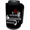 3dRose Alexis Design - Decorative Text - Enjoy Artistic Futuristic World elegant text composition on black - Can Cooler Bottle Wrap (cc_286508)