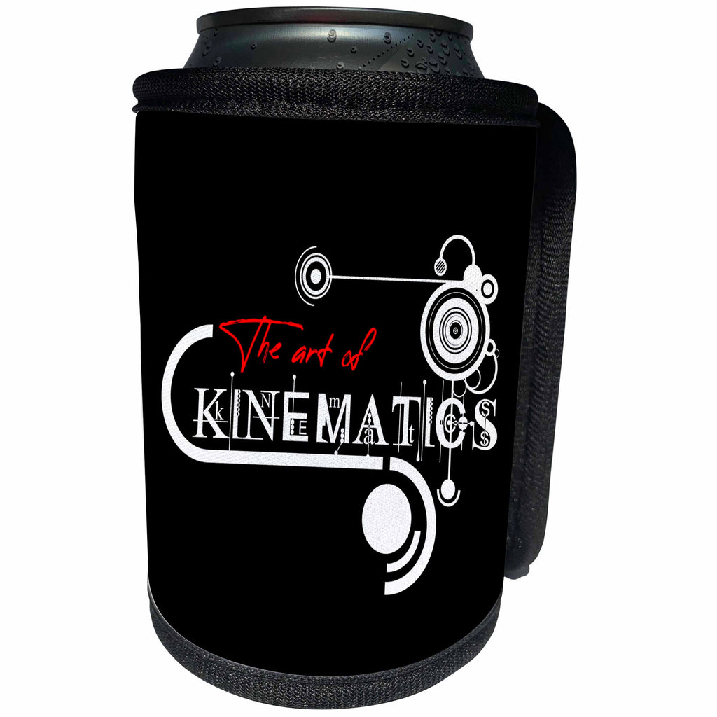 3dRose Alexis Design - Decorative Text - The Art Of Kinematics stylish text composition on black - Can Cooler Bottle Wrap (cc_286511)