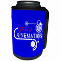 3dRose Alexis Design - Decorative Text - The Art Of Kinematics stylish white and red text composition on blue - Can Cooler Bottle Wrap (cc_286512)