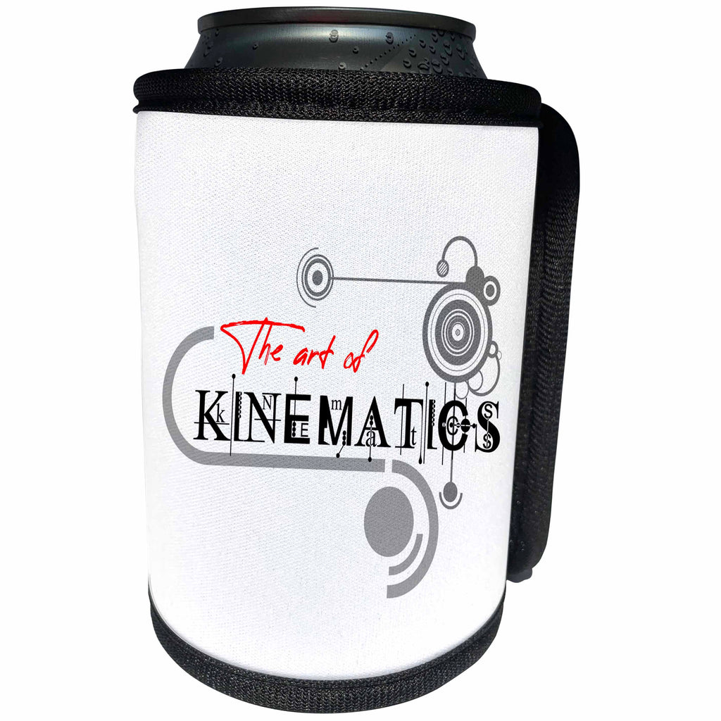 3dRose Alexis Design - Decorative Text - The Art Of Kinematics stylish black, grey modernist text on white - Can Cooler Bottle Wrap (cc_286513)