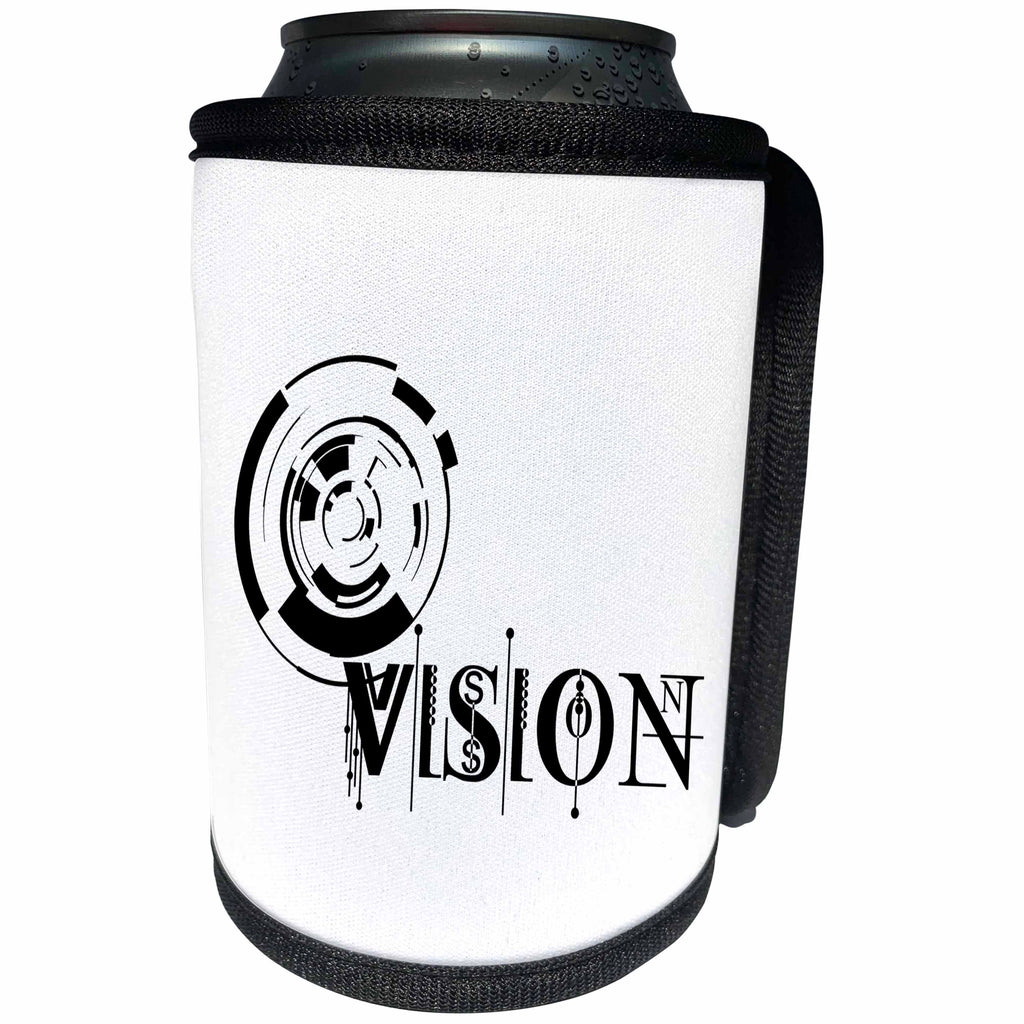 3dRose Alexis Design - Decorative Text - Vision stylish modernist geometry composition on white background - Can Cooler Bottle Wrap (cc_286514)